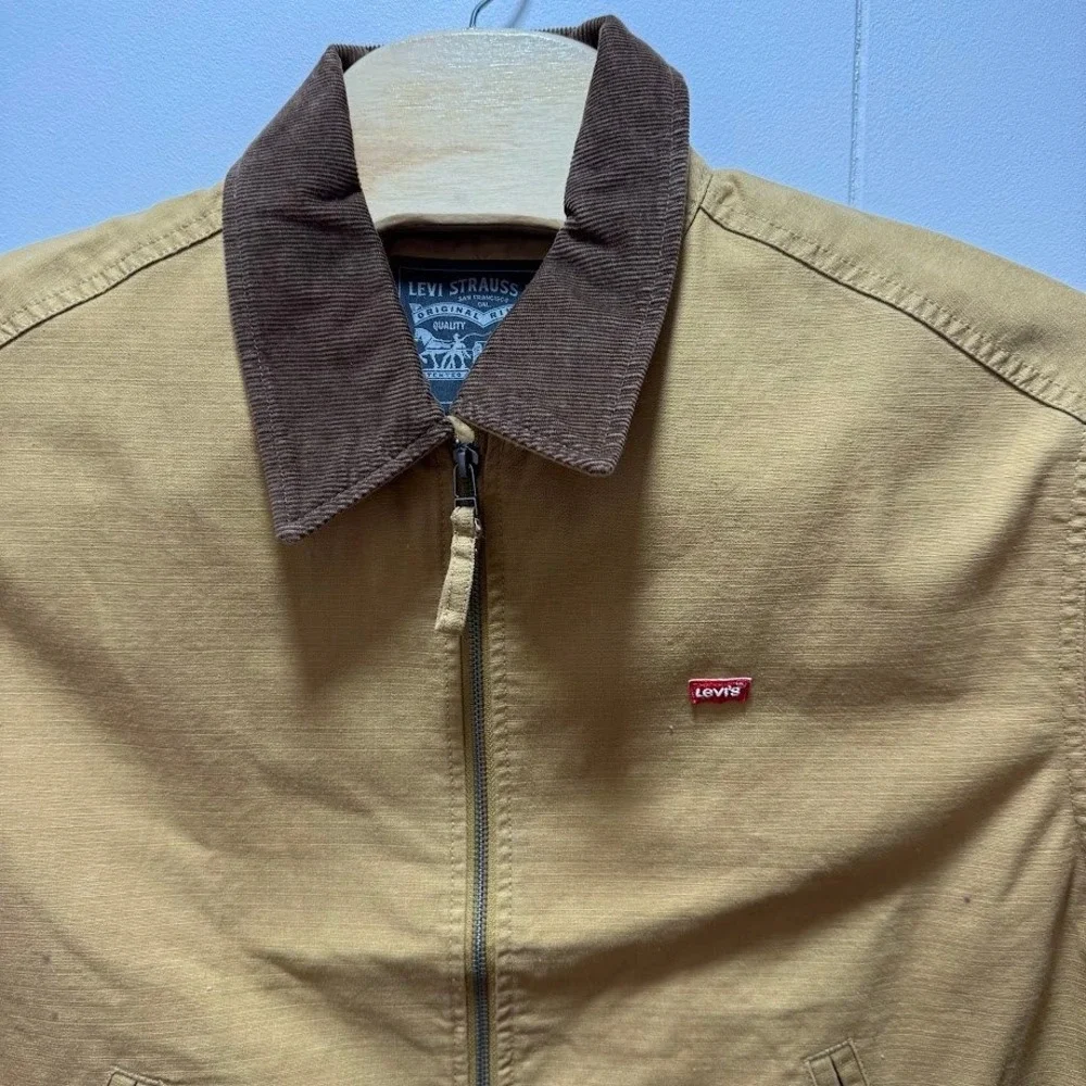 Levi Mens Workwear Jacket Tan Corduroy Collar Full Zip Size Medium NEW WITH TAG - Picture 3 of 9